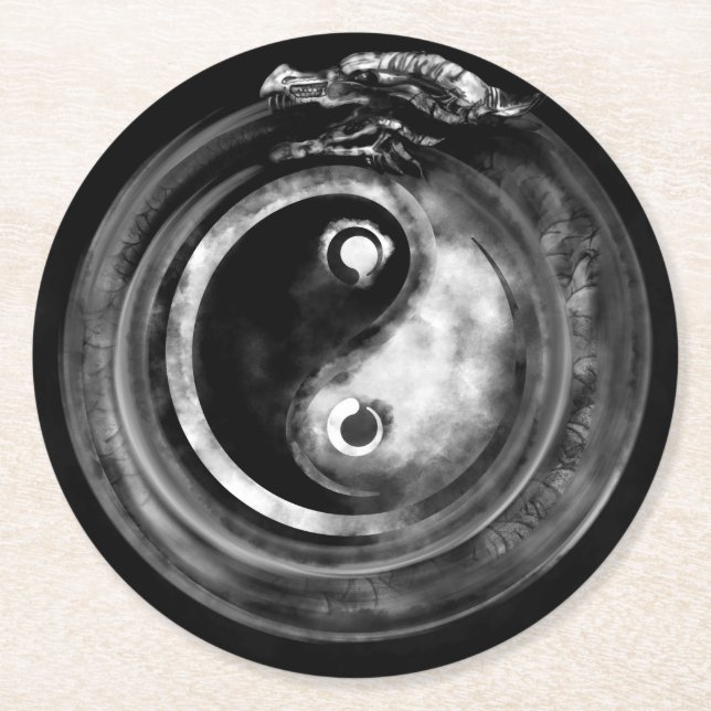 Dessous De Verre Rond Ouroboros Yin - Yang (Devant)