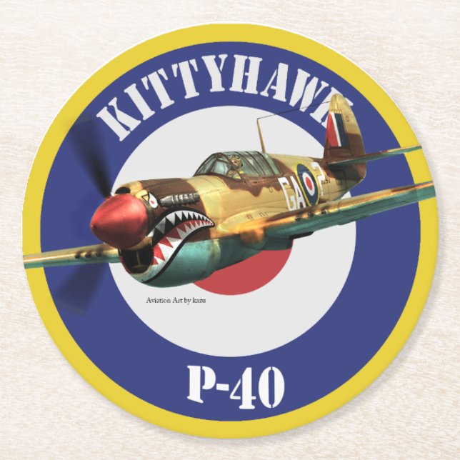 Dessous De Verre Rond P-40 Kittyhawk (Devant)
