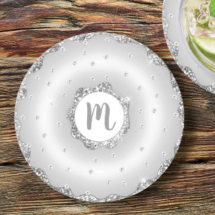 Dessous De Verre Rond Paillettes argent gaufrage donut chic écriture gir