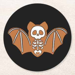 Dessous De Verre Rond Pain d'épices Squelette Bat