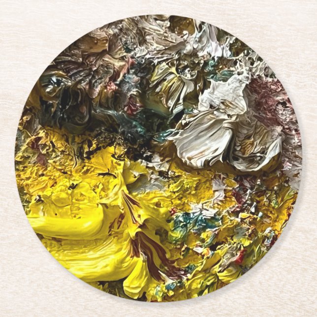 Dessous De Verre Rond Palette de l'artiste #1 (Devant)