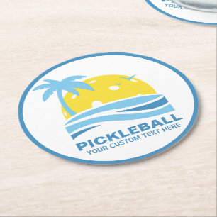 Dessous De Verre Rond Palmier Tropical Sun Custom Pickleball