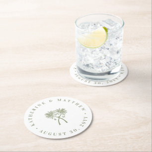 Dessous De Verre Rond Palmiers noués Destination Tropicale Mariage
