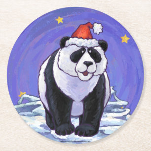 Dessous De Verre Rond Panda Bear Noël