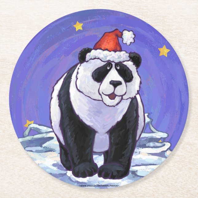 Dessous De Verre Rond Panda Bear Noël (Devant)