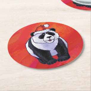 Dessous De Verre Rond Panda Ours Noël Rouge