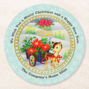Dessous De Verre Rond Panier de Noël Vintage adorable