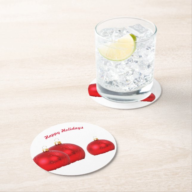 Dessous De Verre Rond Paper Coaster Happy Holidays (En situation)