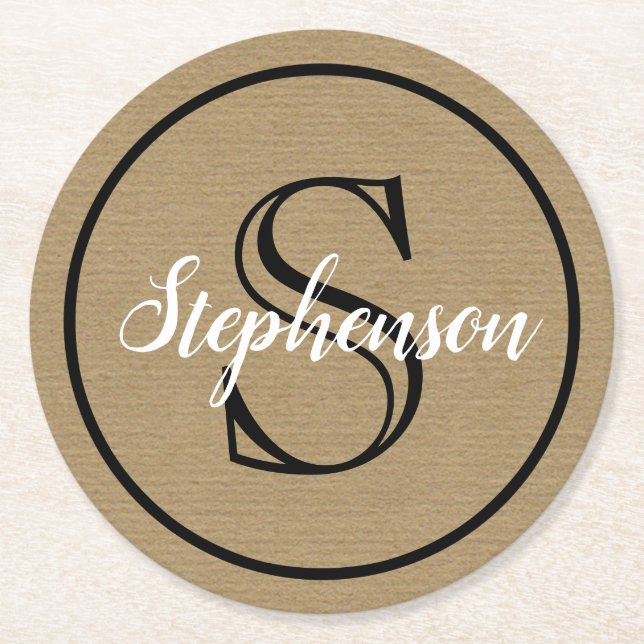 Dessous De Verre Rond Papier monogramme (Devant)