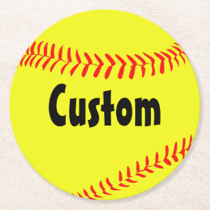 Dessous De Verre Rond Papier Softball Personnalisé