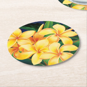 Dessous De Verre Rond Paradis tropical Plumeria Hawaï