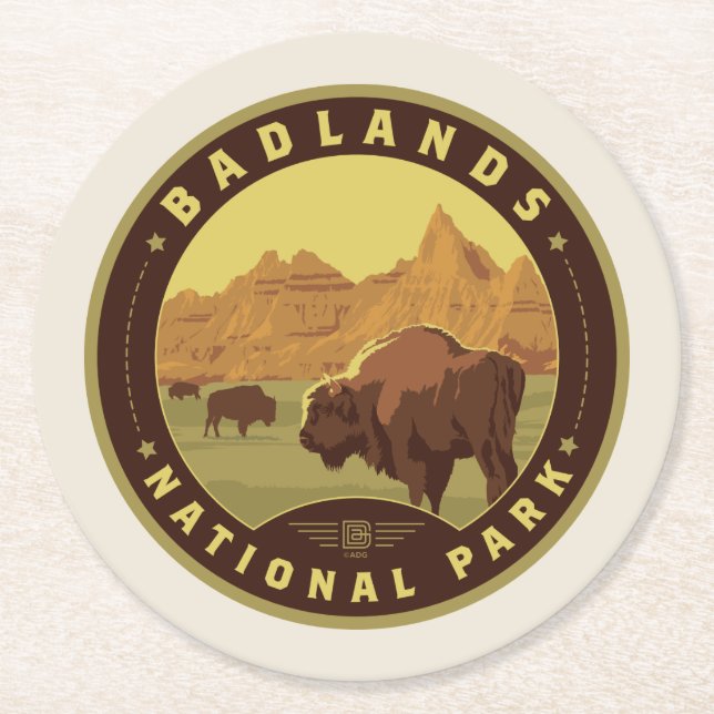 Dessous De Verre Rond Parc national des Badlands (Devant)