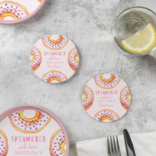 Dessous De Verre Rond Parsemé de baby shower beigne rose d'amour