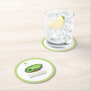 Dessous De Verre Rond Parte d'anniversaire adulte personnalisé
