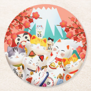 Dessous De Verre Rond Parti Manekineko Hanami
