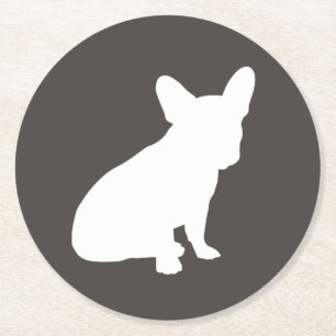 Dessous De Verre Rond Parti Silhouette de Bulldog