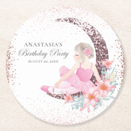 Dessous De Verre Rond Parties scintillant Ballerina Anniversaire Personn