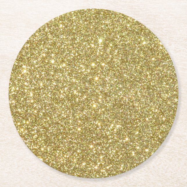 Dessous De Verre Rond Parties scintillant dorée brillante (Devant)