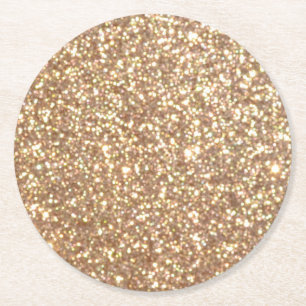 Dessous De Verre Rond Parties scintillant en cuivre brillant étincelles