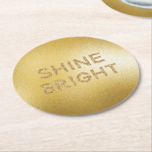 Dessous De Verre Rond Parties scintillant or jaune brillant citation bri