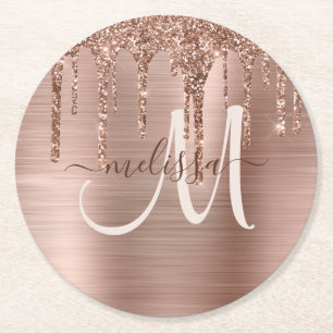 Dessous De Verre Rond Parties scintillant Rose Chic Gold Driving