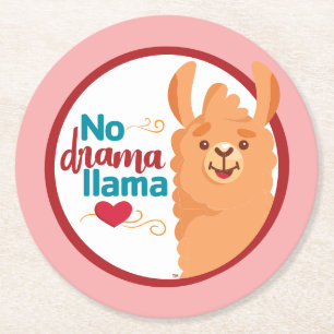 Dessous De Verre Rond Pas de lama Drama (Chaud Rose)
