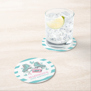 Dessous De Verre Rond Patinage à rouleaux Personnalisé Pastel Party