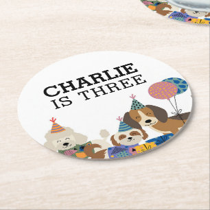 Dessous De Verre Rond Pawty Chien Chien Chien Chien Chiot fête d'anniver