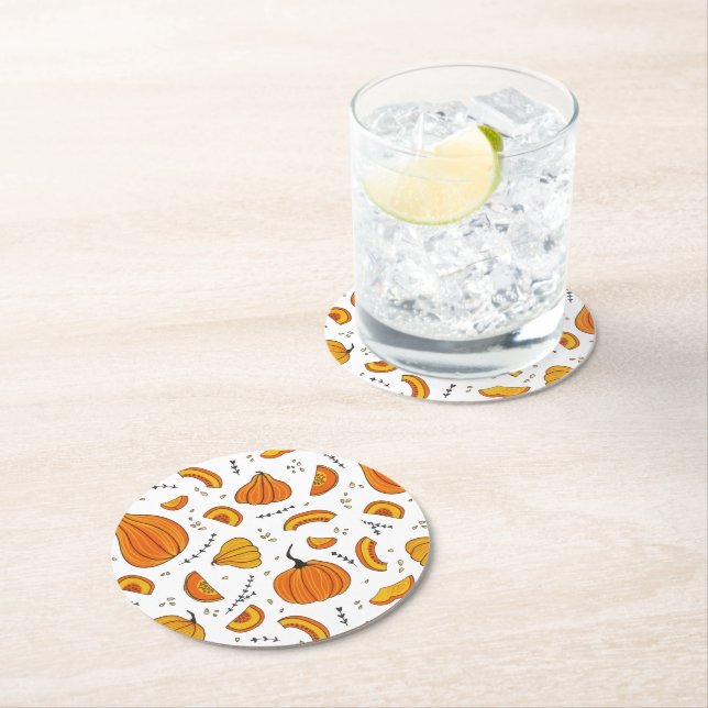 Dessous De Verre Rond Pays Rustique Automne Citrouille Automne (En situation)