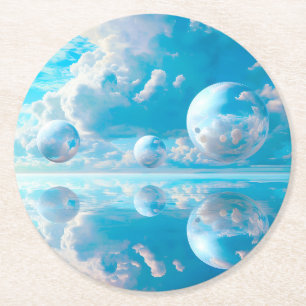 Dessous De Verre Rond Paysage de nature surréaliste ciel rêveur
