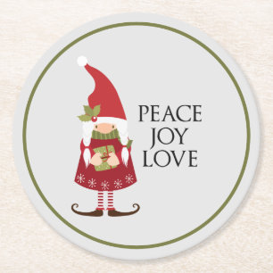 Dessous De Verre Rond Peace Jove Love Girl Gnome Holiday