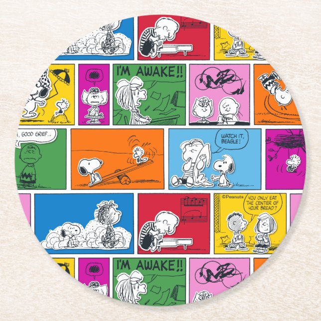 Dessous De Verre Rond PEANUTS | Classic Comic Motif (Devant)
