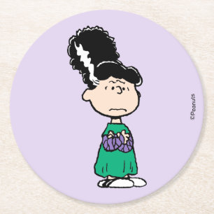Dessous De Verre Rond Peanuts Lucy Mariée de Frankenstein Halloween