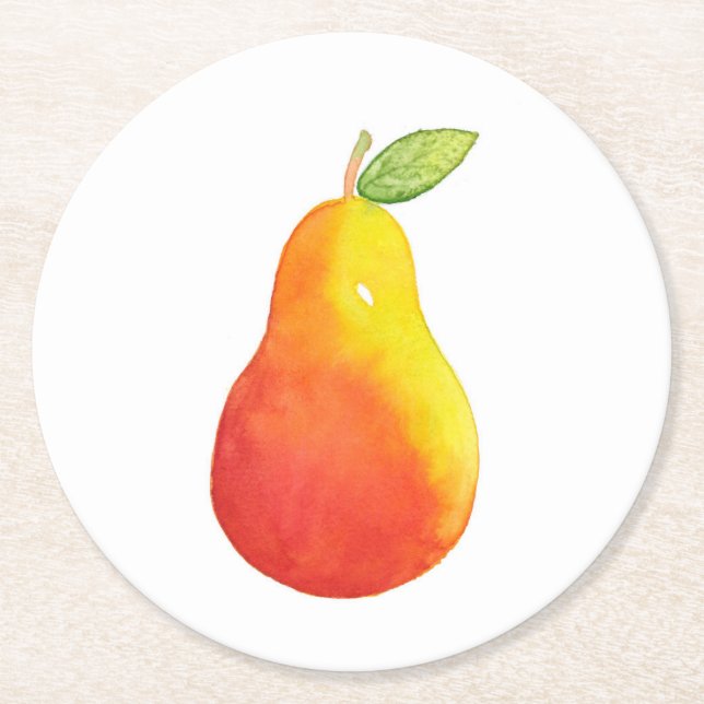 Dessous De Verre Rond Pear aquarelle (Devant)