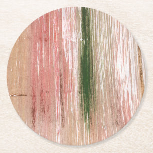 Dessous De Verre Rond Peinture abstraite rayée rose