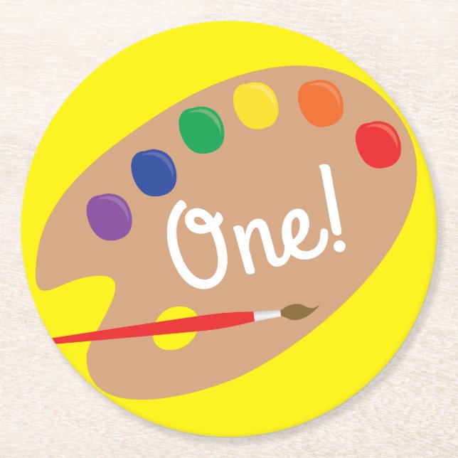 Dessous De Verre Rond Peinture de la fête Anniversaire de enfant (Devant)