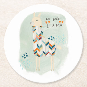 Dessous De Verre Rond Peloton de lama - aucun Prob-lama