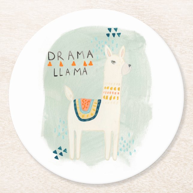 Dessous De Verre Rond Peloton de lama - lama de drame (Devant)