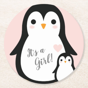 Dessous De Verre Rond Penguin thème Baby shower mignonne