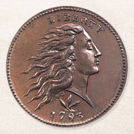 Dessous De Verre Rond Penny rare des 1793 États-Unis