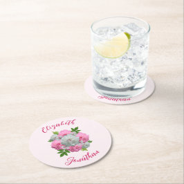 Dessous De Verre Rond Peony Bouquet Mariage