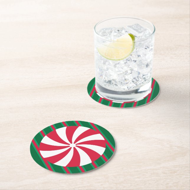 Dessous De Verre Rond Pepperment de Noël (En situation)