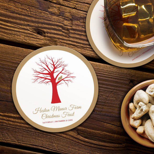 Dessous De Verre Rond Perdrix de Noël dans un arbre (Créateur téléchargé)