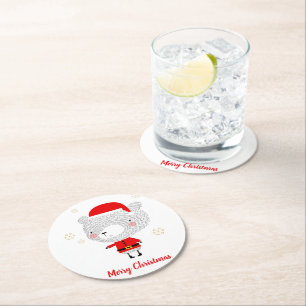 Dessous De Verre Rond Père Noël Bear Doodles