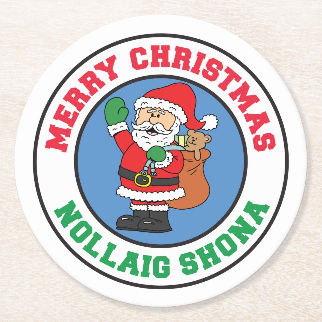 Dessous De Verre Rond Père Noël de Nollaig (Devant)