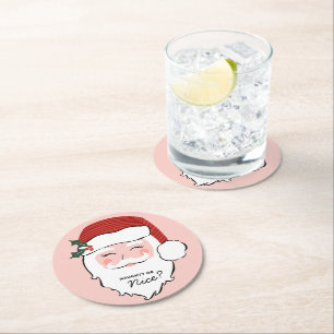 Dessous De Verre Rond Père Noël joyeux   Naughty ou Nice