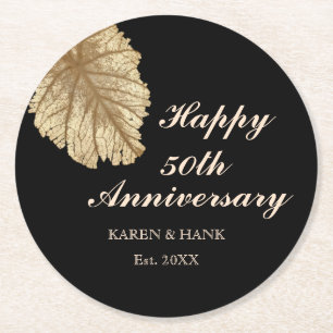 Dessous De Verre Rond Personnalisation du 50e anniversaire de l'Mariage 