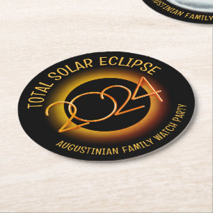 Dessous De Verre Rond Personnalisé 2024 TOTAL SOLAR ECLIPSE