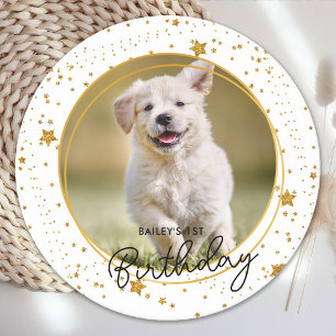 Dessous De Verre Rond Personnalisé Animal Photo Gold Parties scintillant