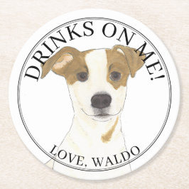 Dessous De Verre Rond Personnalisé Jack Russell Terrier Mariage